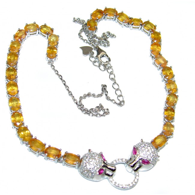 Panther Natural Citrine .925 Sterling Silver handmade Necklace