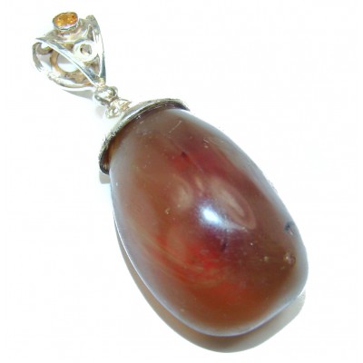 Natural Beauty Blue Amber Sterling Silver Pendant