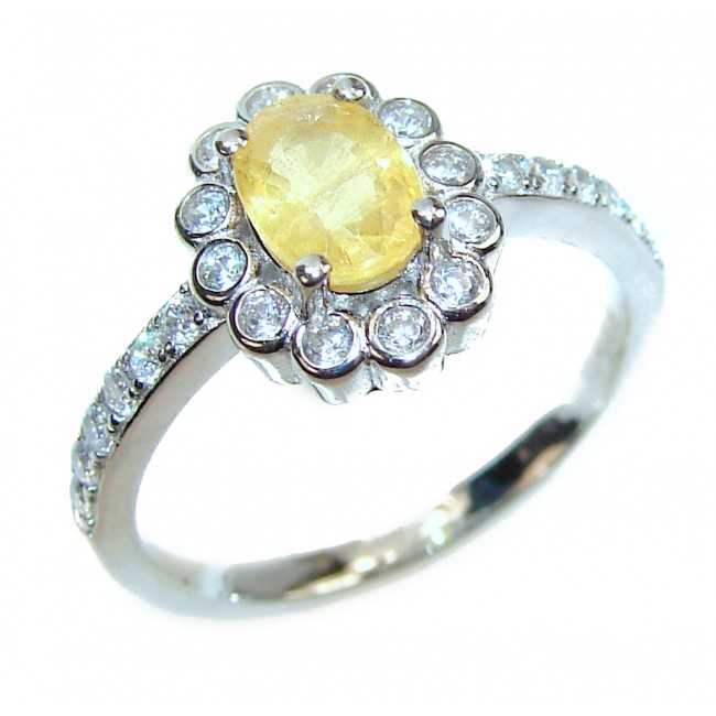 Yellow Sapphire Sterling Silver handmade Ring s. 7