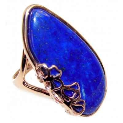 Natural Lapis Lazuli 14K Gold over .925 Sterling Silver handcrafted ring size 6 1/4