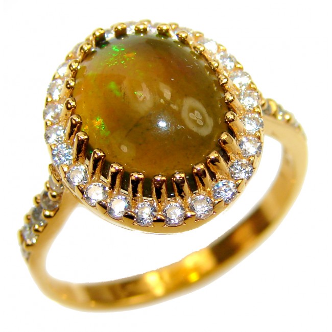 EVOLUTIONARY BEAUTY Genuine 11.5 carat Ethiopian Opal 18K Gold over.925 Sterling Silver handmade Ring size 6