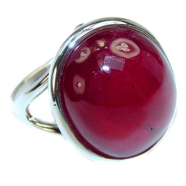 Falling in Love Red Ruby .925 Sterling Silver handmade Cocktail Ring s. 8
