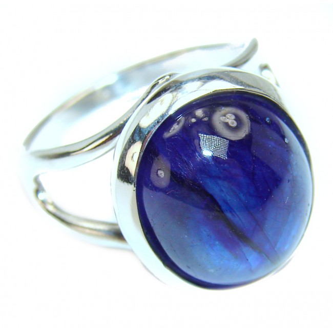 Royal quality unique Sapphire .925 Sterling Silver handcrafted Ring size 8