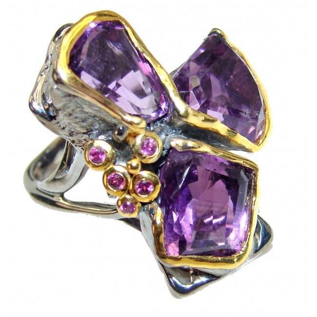 Purple Beauty 98.5 carat Amethyst .925 Sterling Silver Ring size 6 1/4