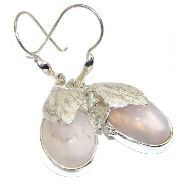 Genuine Rose Quartz .925 Sterling Silver handcrafted Earrings