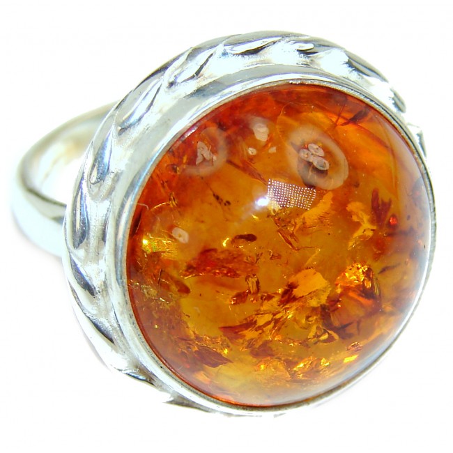 Excellent quality Baltic Amber .925 Sterling Silver handcrafted Ring s. 7 3/4