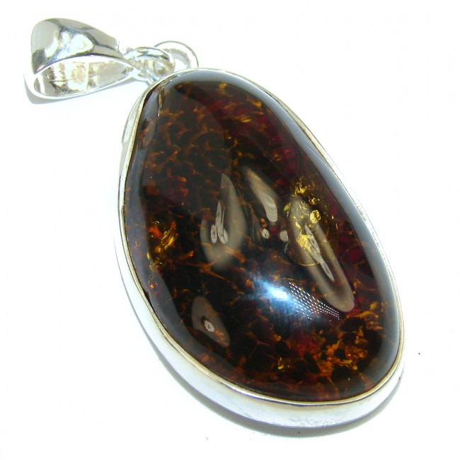Genuine Polish Amber .925 Sterling Silver handmade pendant