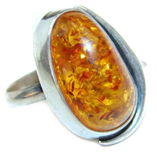 Baltic Amber .925 Sterling Silver handcrafted Ring s. 9