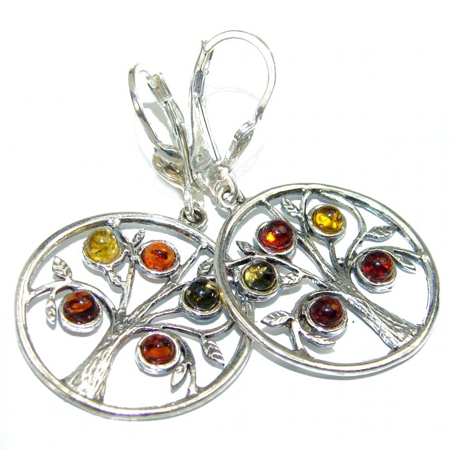 Family Tree Baltic Polish Amber .925 Sterling Silver earrings