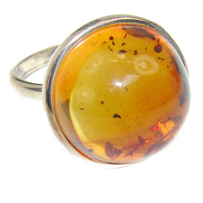 Amber .925 Sterling Silver handcrafted Ring s. 9
