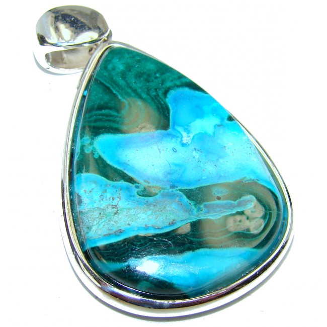 Autehntic Chrysocolla .925 Sterling Silver handcrafted Pendant