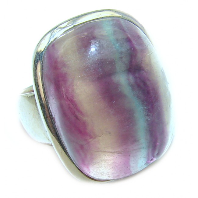 Incredible 35.241ctw Fluorite .925 Sterling Silver Statement Ring s. 8