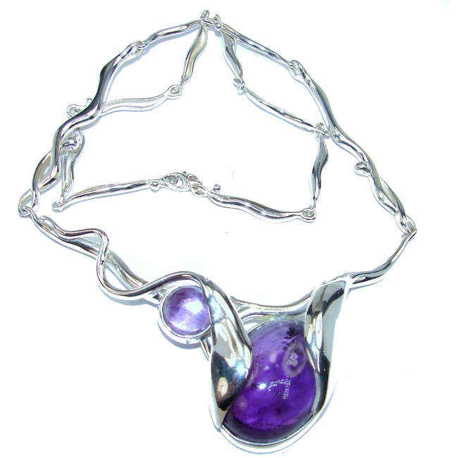 Purple Astonishment genuine Amethyst .925 Sterling Silver handmade Necklace