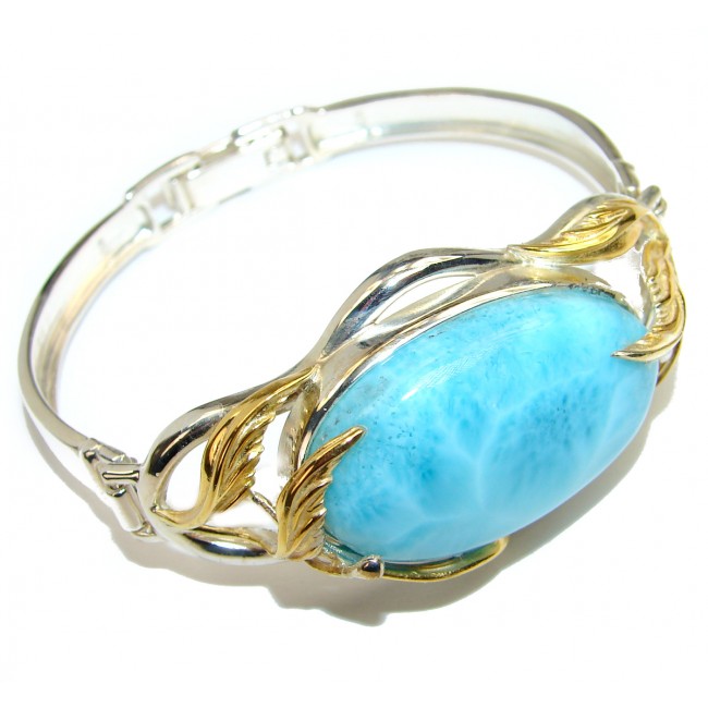 A Piece of Paradise Best quality Caribbean Blue Larimar 18K Gold over .925 Sterling Silver handcrafted Bracelet