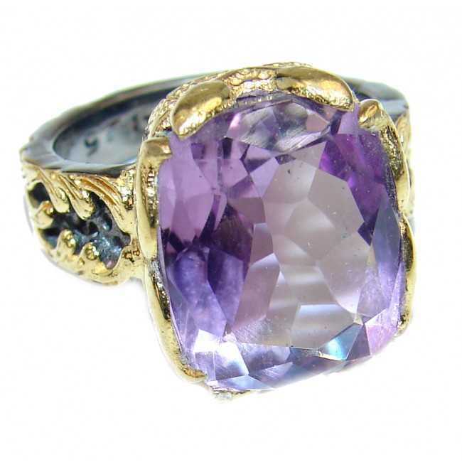 Powerful Authentic 65.2ctw Amethyst 18K Gold over .925 Sterling Silver brilliantly handcrafted ring s. 6