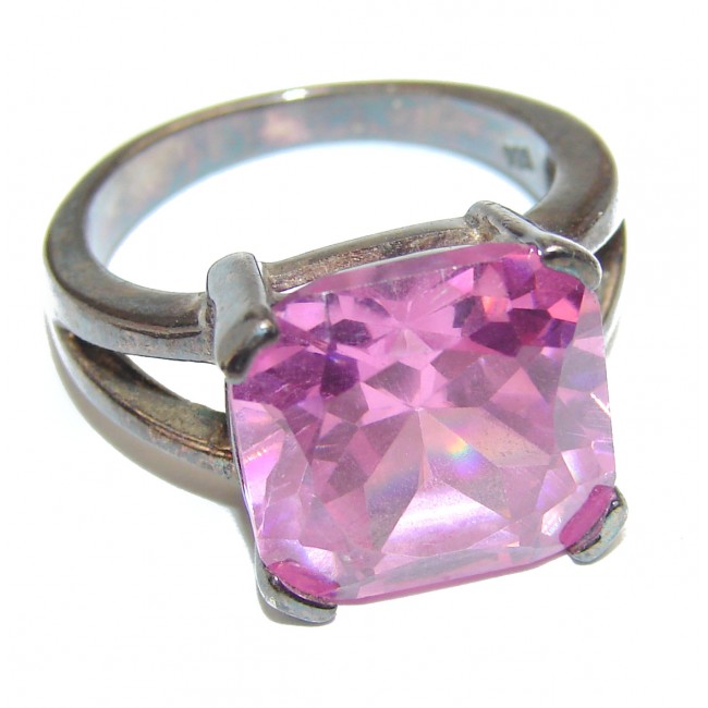 Sweet Heart Pink Topaz .925 Silver handcrafted Ring s. 6