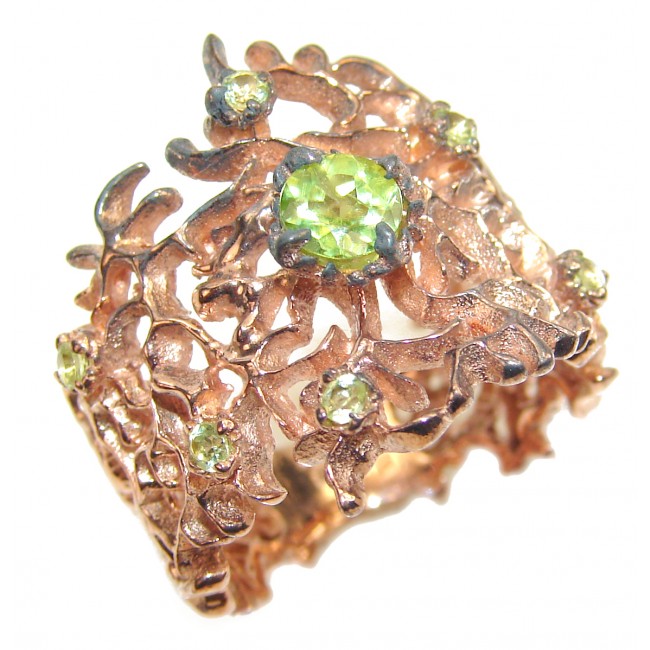 Green Reef Peridot 14K Gold over .925 Sterling Silver Ring size 8