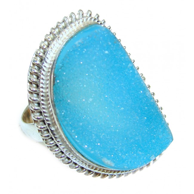 Amazing Crystal Druzy Sterling Silver Ring s. 6
