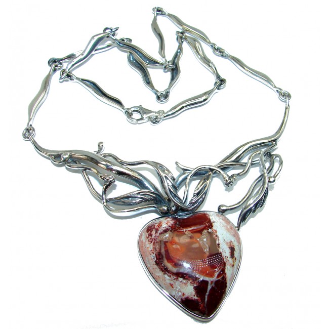 Sweet Heart Mexican Fire Opal .925 Sterling Silver handmade Necklace