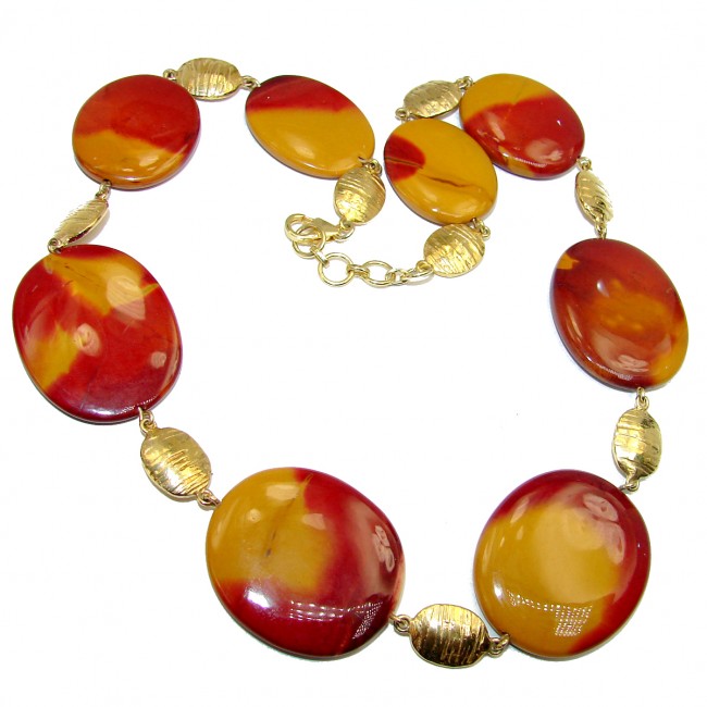 Genuine Australian Mookaite Gold plated over Sterling Silver handmade Huge necklace