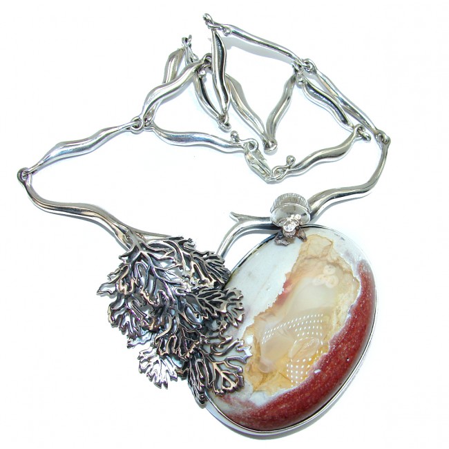Silver Bettle Genuine Mexican Fire Opal oxidized .925 Sterling Silver handmade necklace