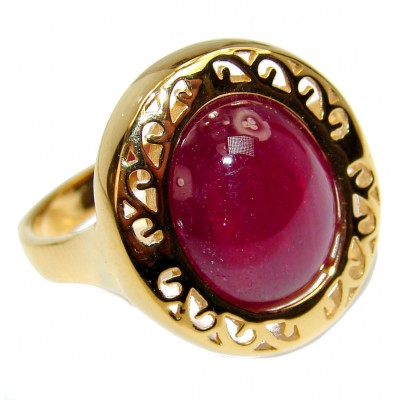 Passionate Muse Red Ruby 18K Gold over .925 Sterling Silver handmade Cocktail Ring s. 8 3/4