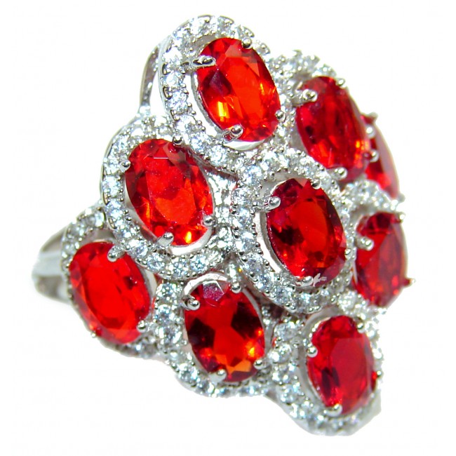 Authentic Red Helenite .925 Sterling Silver ring s. 6