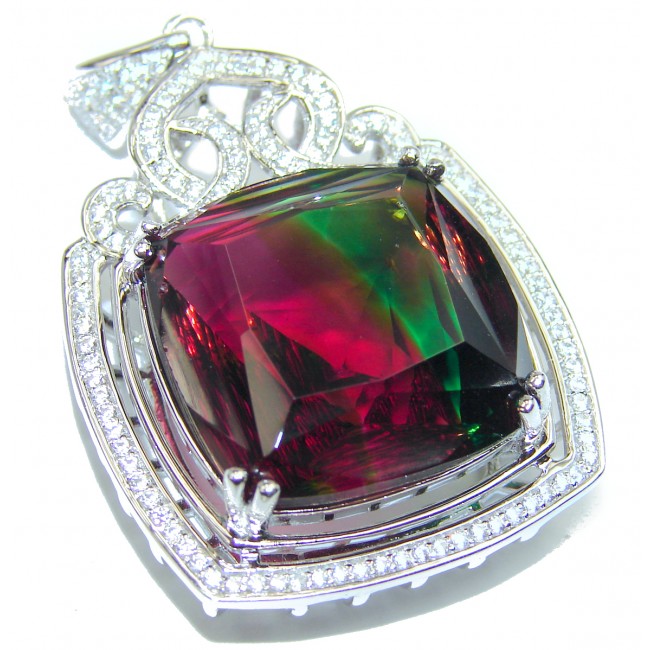 Deluxe Squere cut Tourmaline .925 Sterling Silver handmade Pendant
