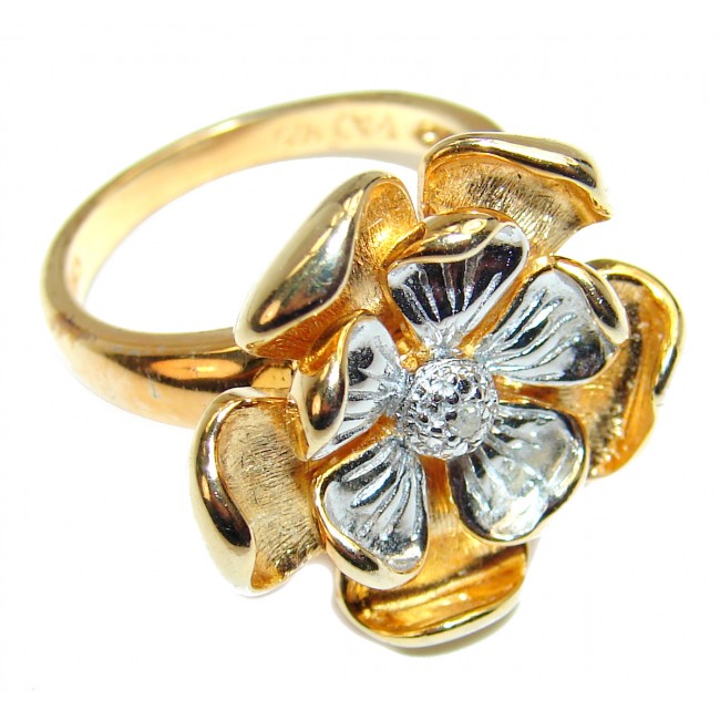 Fancy 18K Gold over .925 Sterling Silver Bali handmade ring size 7 1/2