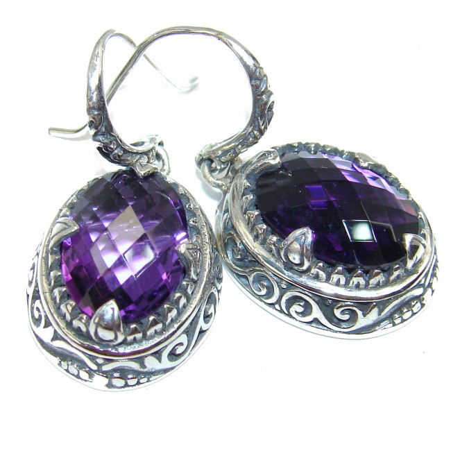 Luxury Authentic Amethyst .925 Sterling Silver handmade earrings