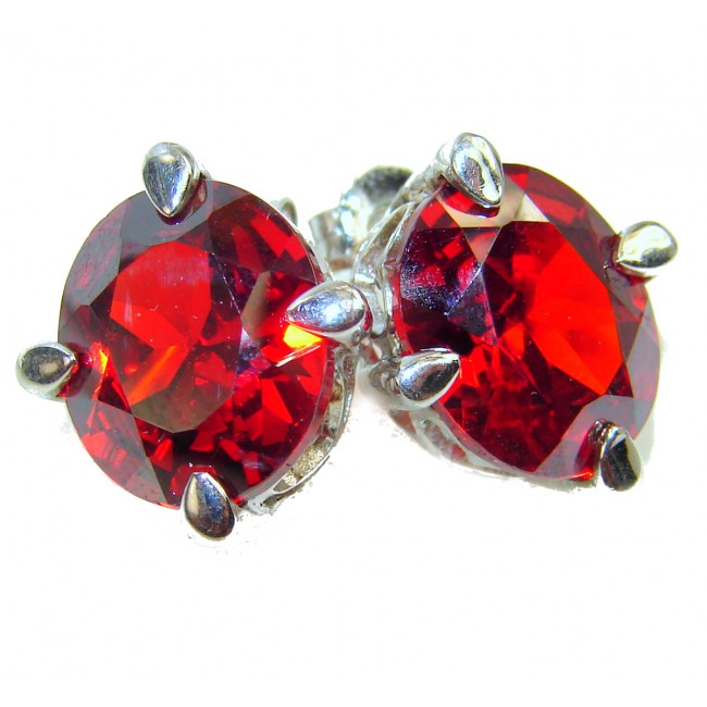Incredible Red Topaz .925 Sterling Silver handcrafted long earrings
