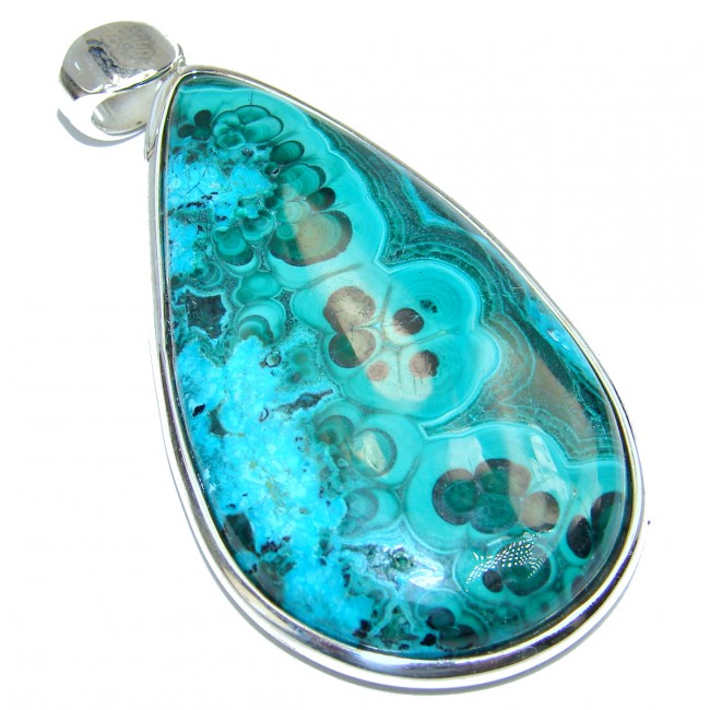 Large Chrysocolla .925 Sterling Silver handcrafted Pendant