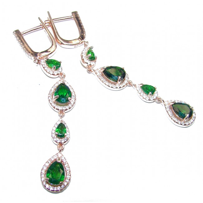 Incredible Chrome Diopside 18K Gold over .925 Sterling Silver handmade earrings