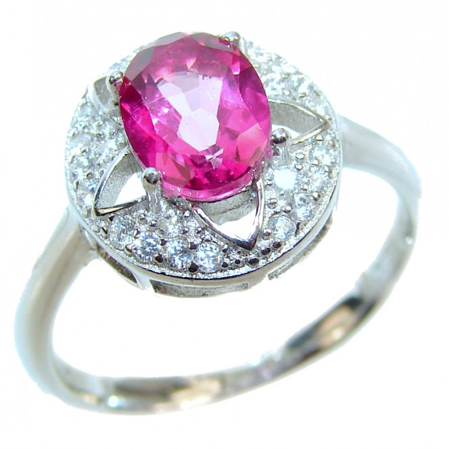 Perfect and Simple Pink Sapphire .925 Sterling Silver Ring s. 7