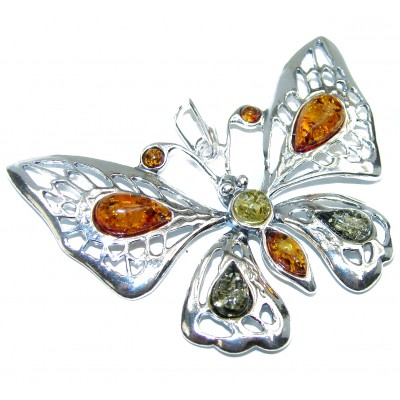 Butterfly Baltic Polish Amber .925 Sterling Silver handcrafted Pendant