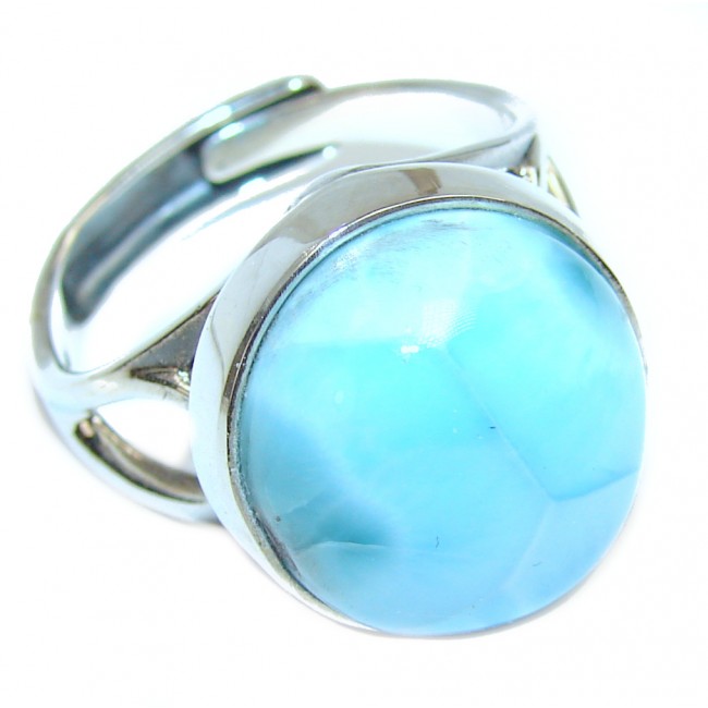 Natural Larimar .925 Sterling Silver handcrafted Ring s. 9 1/2
