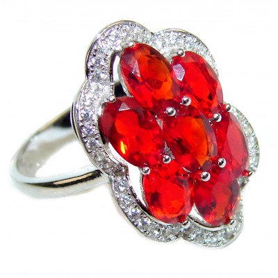 Authentic Red Helenite .925 Sterling Silver ring s. 8