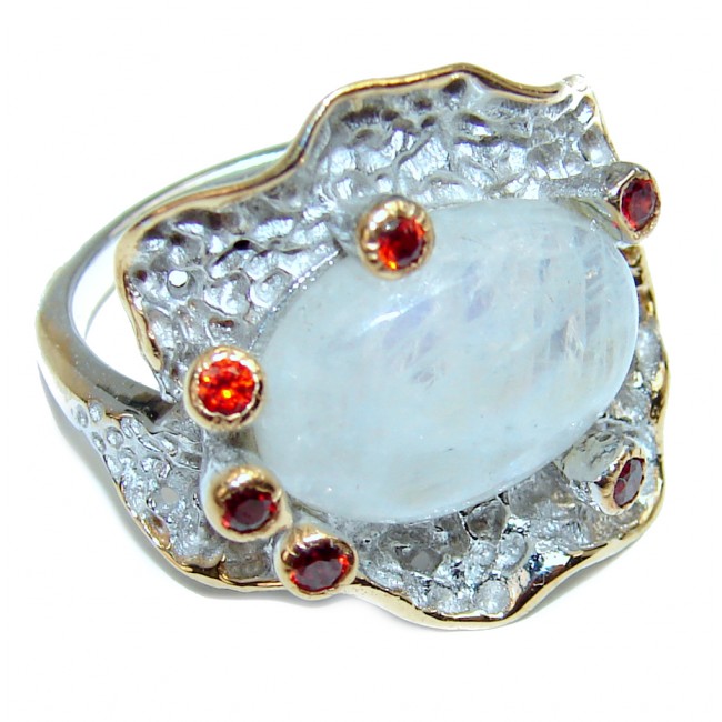 Special Fire Moonstone .925 Sterling Silver handmade ring s. 6 1/4