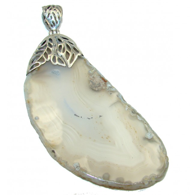 Huge 4.5 inches Fabuloue Scentic Agate .925 Sterling Silver handmade pendant