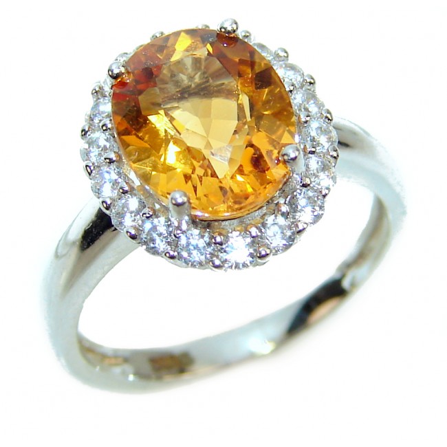 Vintage Style oval cut 6.5 carat Citrine .925 Sterling Silver handmade Ring s. 6