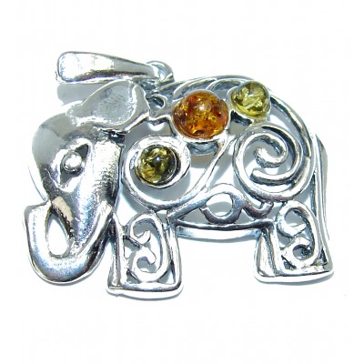 Balatc Amber Spectacular Colorful Elephant .925 silver Pendant