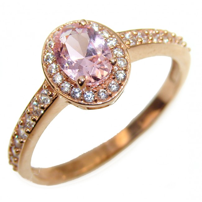 Exceptional Morganite 14K Rose Gold over .925 Sterling Silver handcrafted ring s. 9