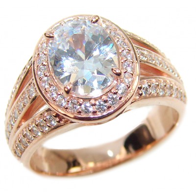 Exceptional Morganite 14K Rose Gold over .925 Sterling Silver handcrafted ring s. 7 1/4