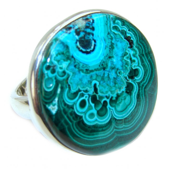 Huge Authentic Chrysocolla .925 Sterling Silver handcrafted ring size 9 1/4