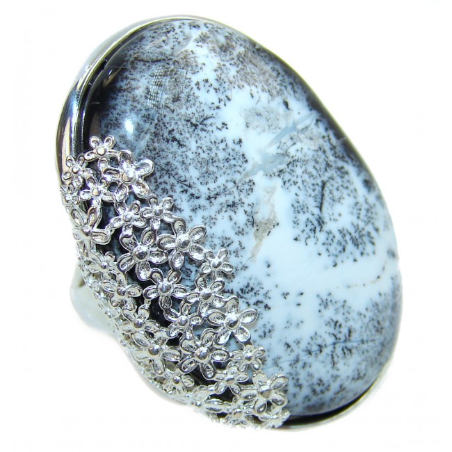 Top Quality Dendritic Agate .925 Sterling Silver hancrafted Ring s. 6 3/4