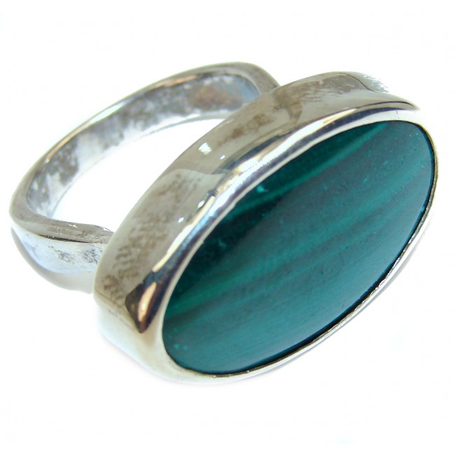 Natural Sublime quality Malachite .925 Sterling Silver handcrafted ring size 8 1/4