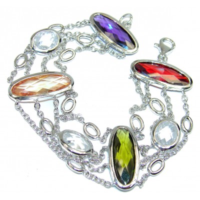 Magical multicolor quartz .925 Sterling Silver handmade Bracelet