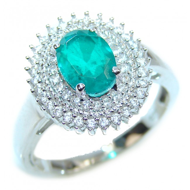 Emerald Cut 5.6 carat Paraiba Tourmaline .925 Sterling Silver handcrafted Statement Ring size 7