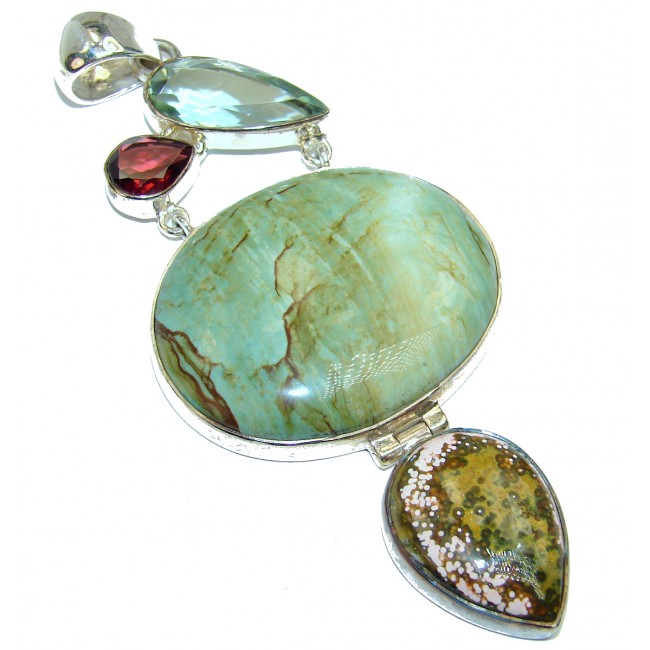 Bohemian Style Excellent quality Butterfly wing Jasper .925 Sterling Silver handcrafted pendant