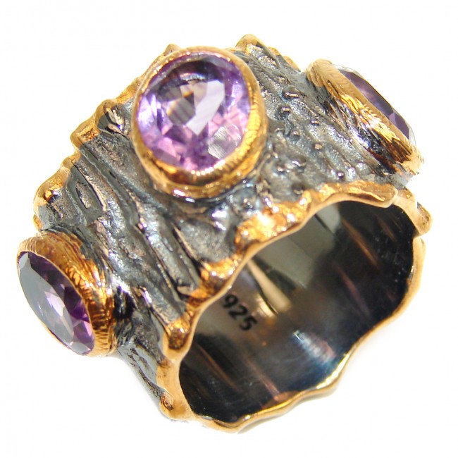 Purple Beauty 18.5 carat Amethyst 18K Gold over .925 Sterling Silver Ring size 7 1/2
